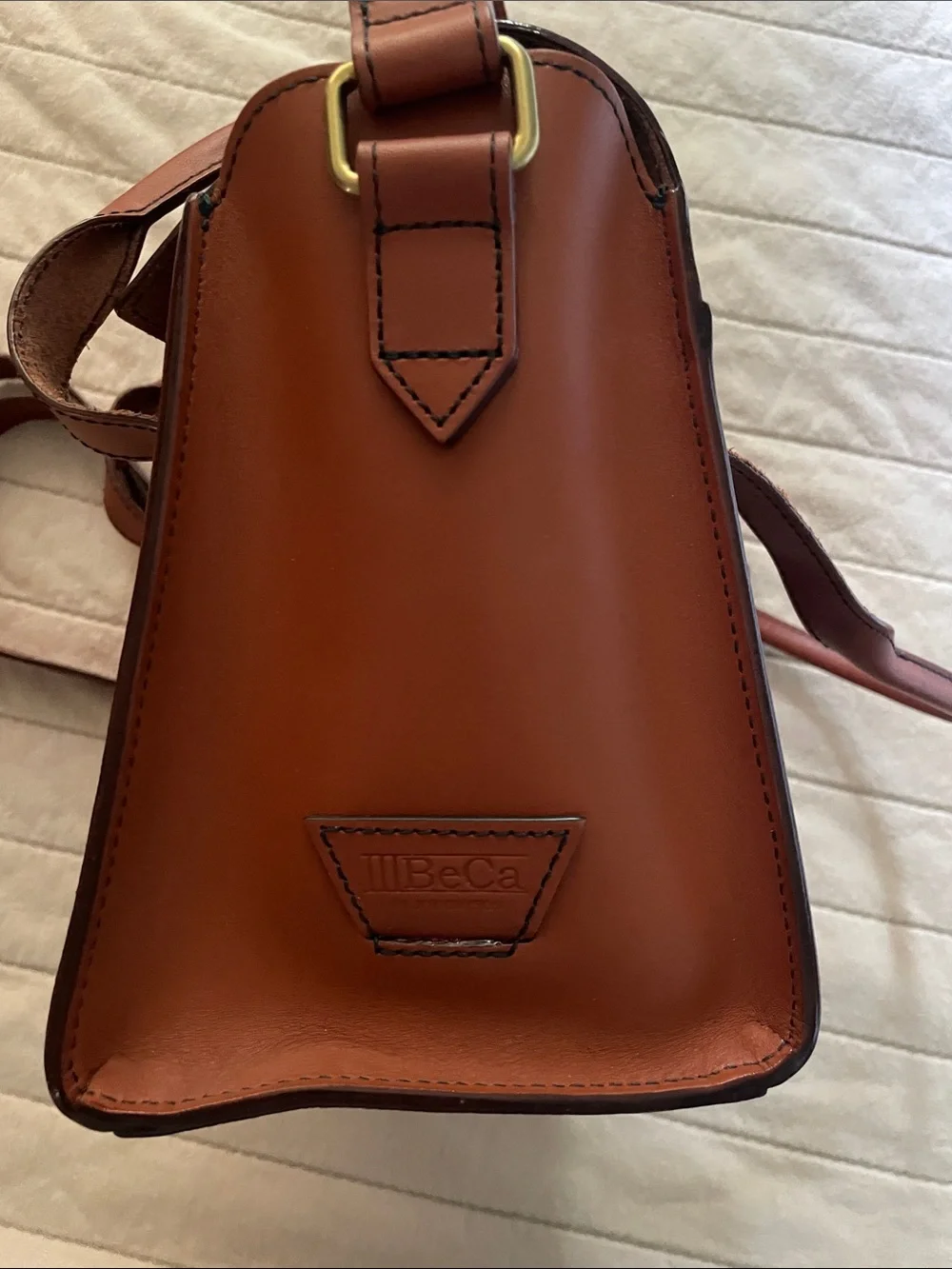 Classic Brown Leather Satchel with Top Handle & Adjustable Strap
